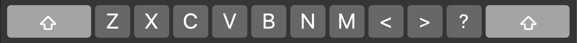 Shift keys row with Shift