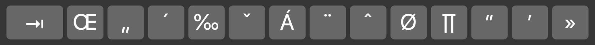 Tab key row with Shift+Option