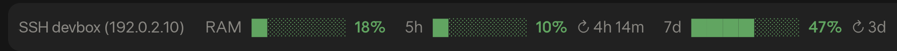 ssh-usage-band above the Claude Code prompt