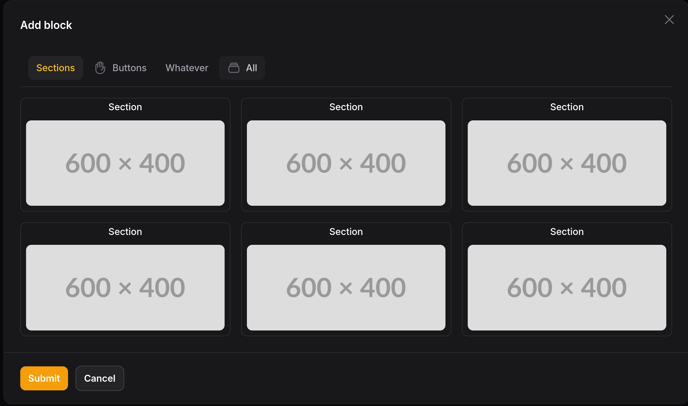 thumbnails preview with category