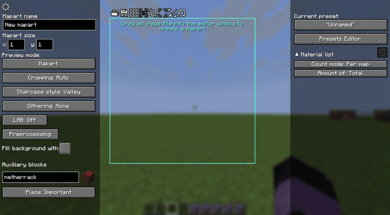 Showcase of the Mapart Editor screen