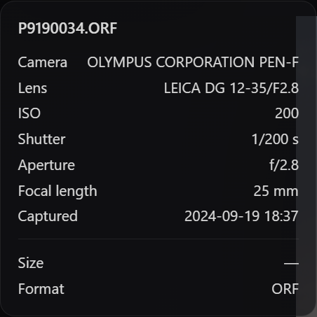 Camera and lens EXIF