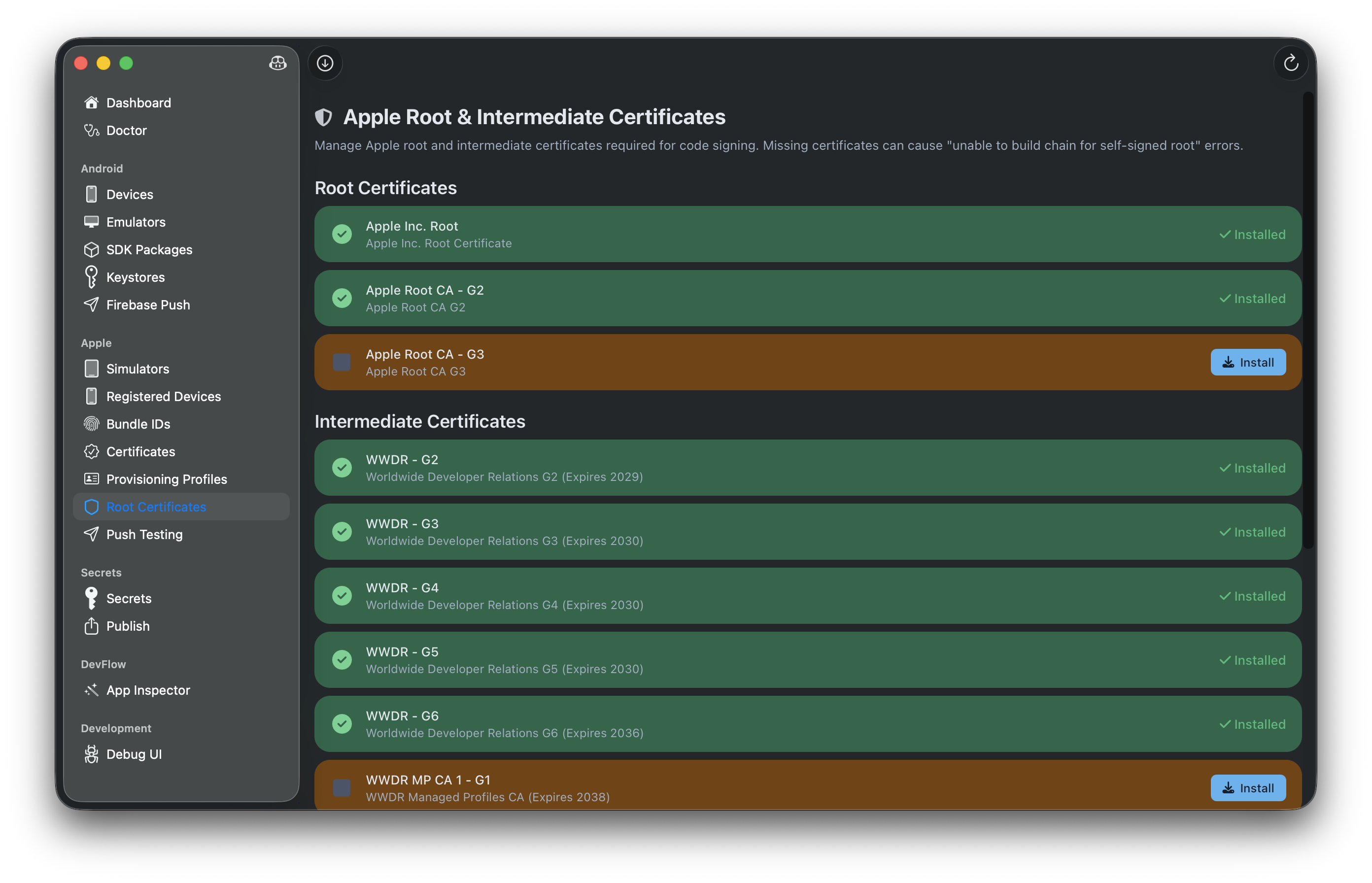 Root Certificates