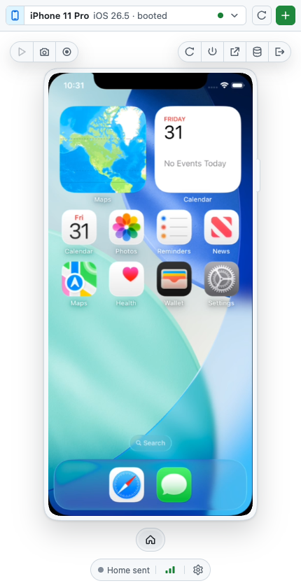 The Mobile Canvas panel showing a live iOS Simulator