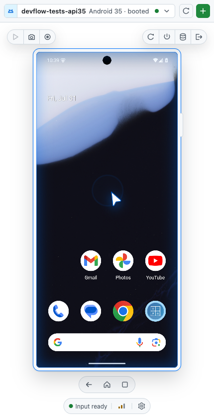 Copilot interacting with an Android emulator in Mobile Canvas