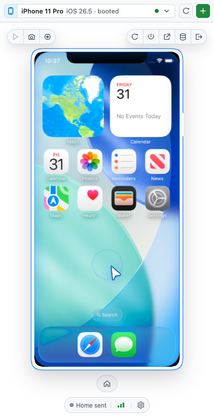 Copilot interacting with an iOS Simulator in Mobile Canvas
