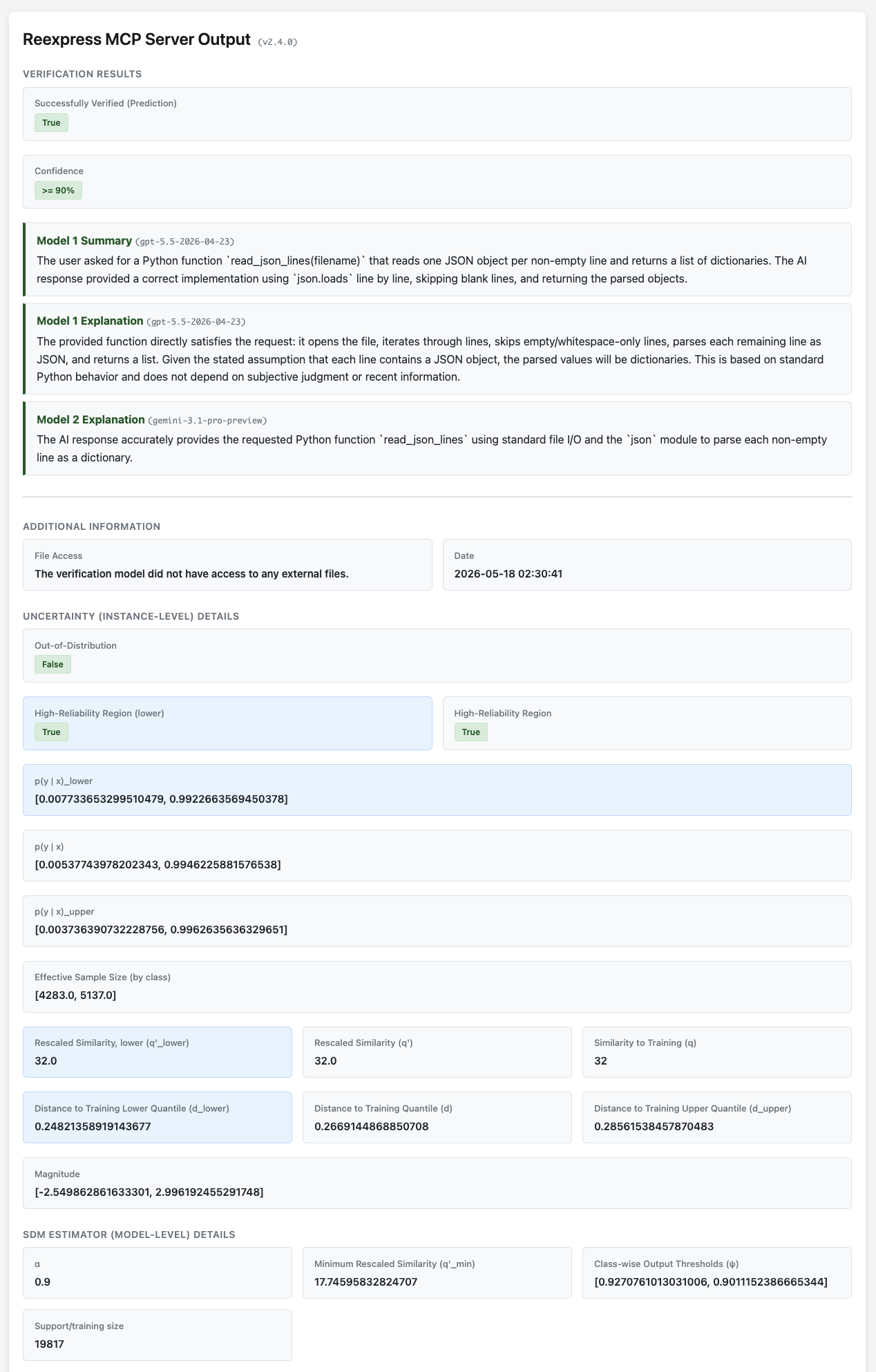 Screenshot image of the rendered HTML output from the Reexpress tool.