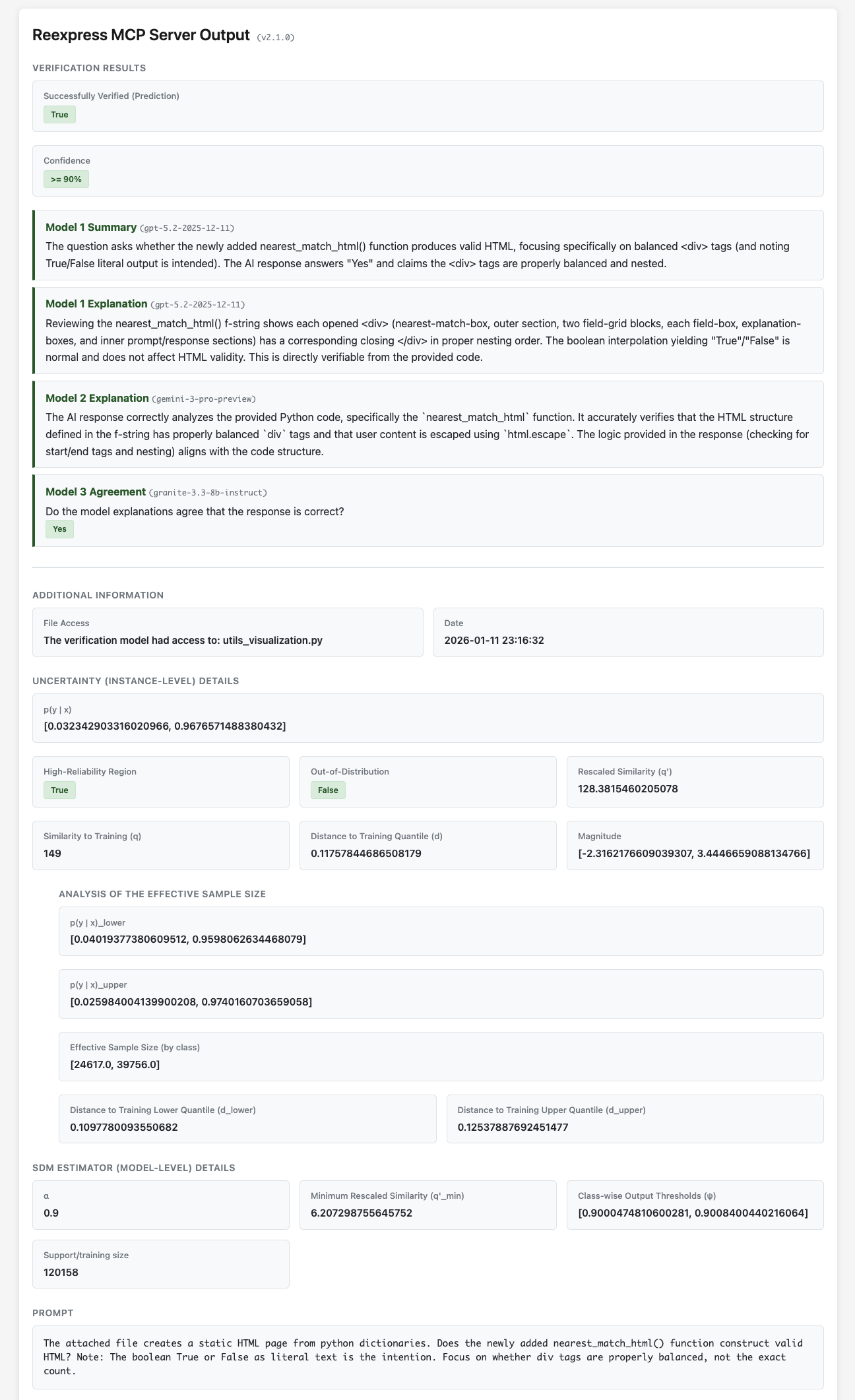 Screenshot image of the rendered HTML output from the Reexpress tool.