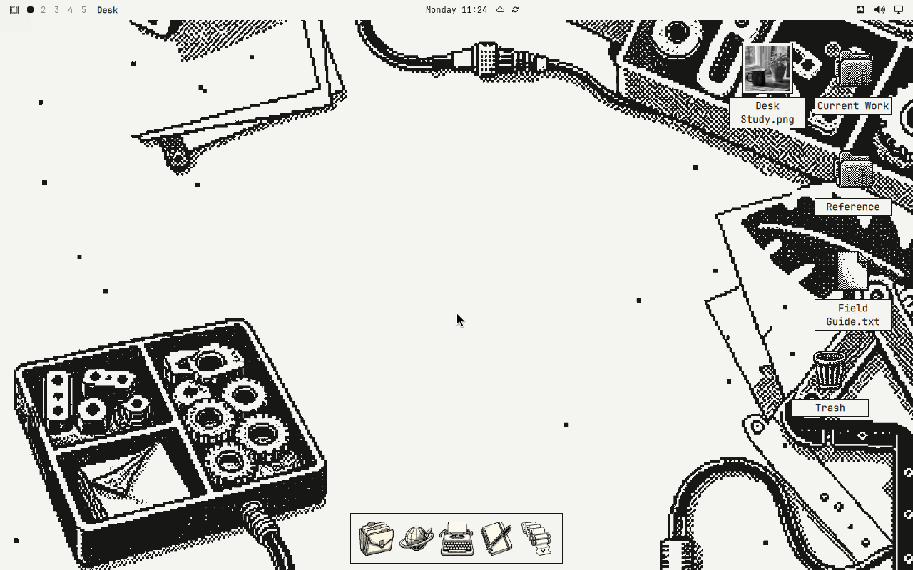 One-Bit Bureau running in a disposable Omarchy guest