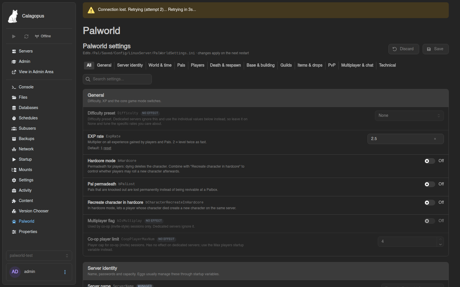 Palworld settings editor