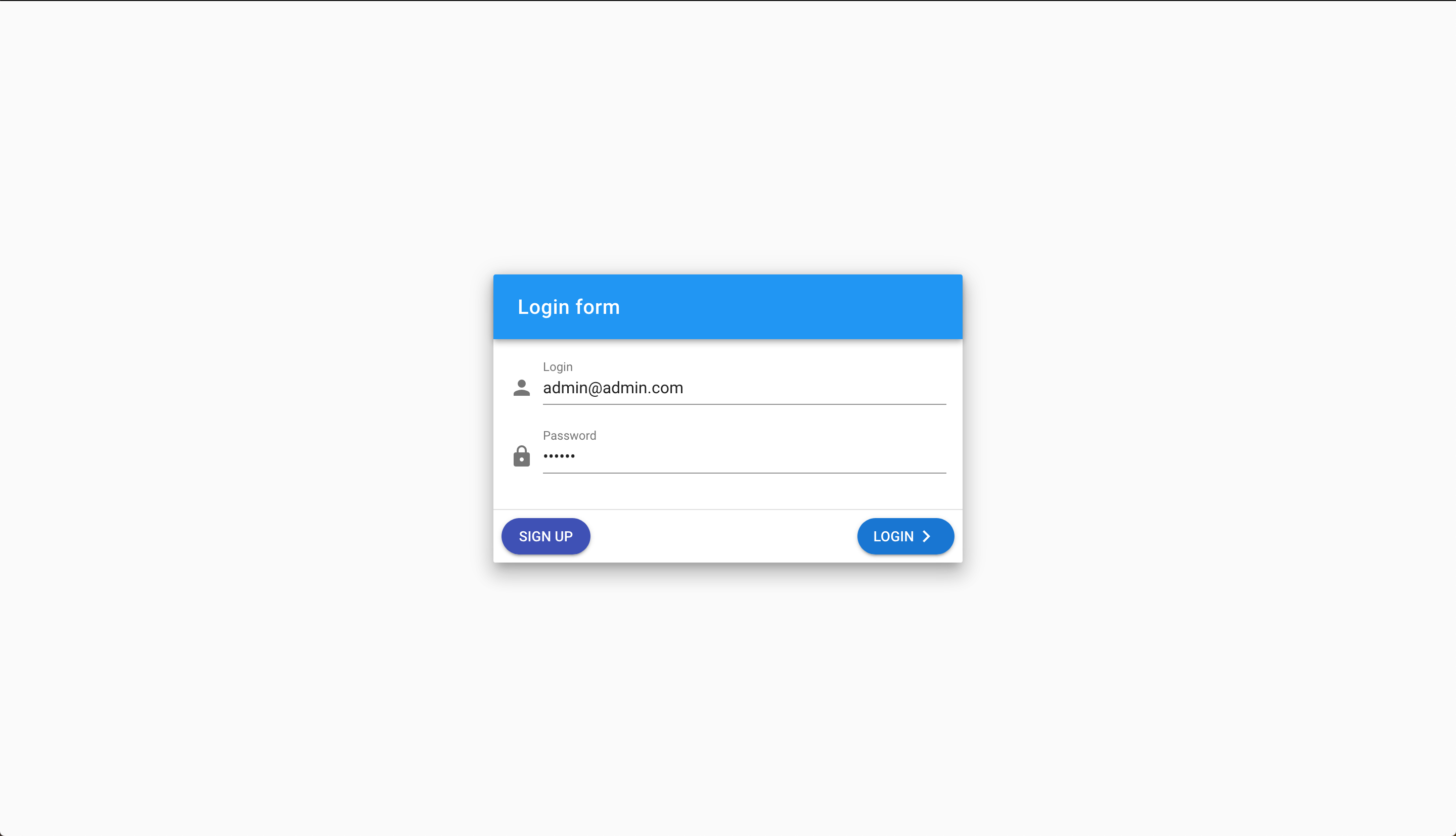 Login page