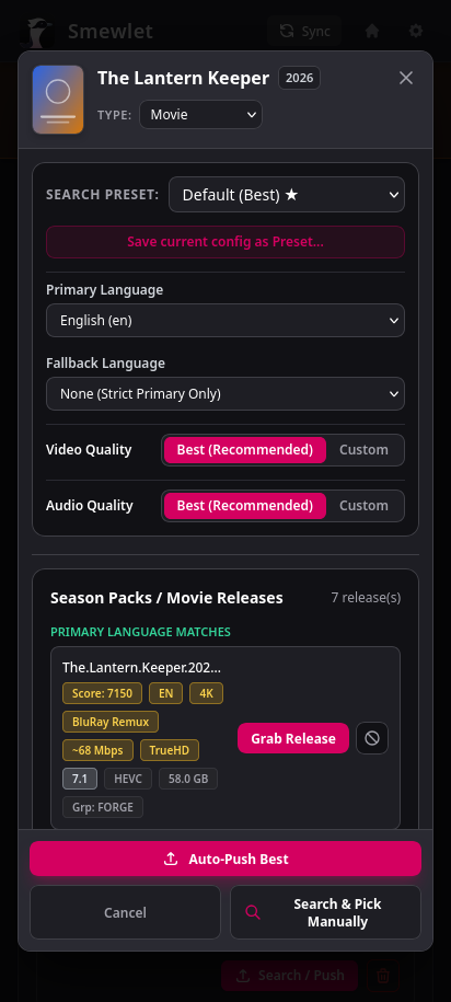 Mobile push modal