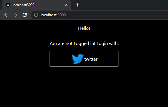 Webpage saying to log in by clicking on the below twitter logo button