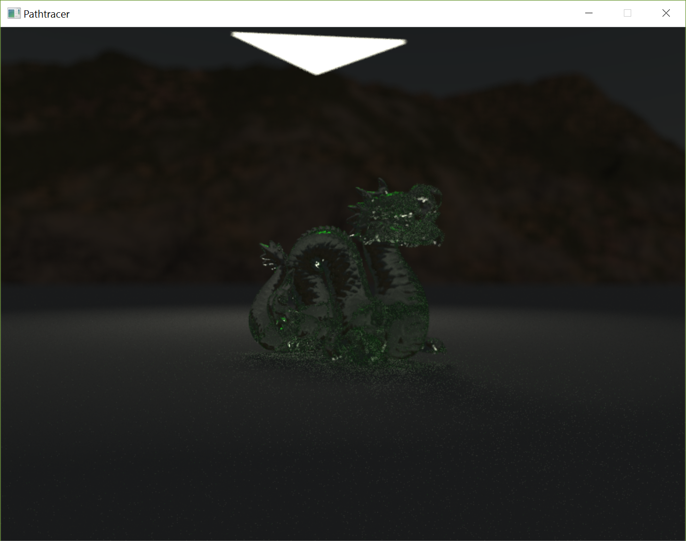Green glass dragon on diffuse surface