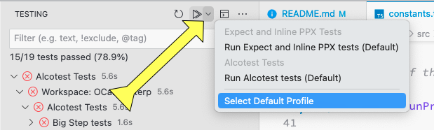 Set default run profiles