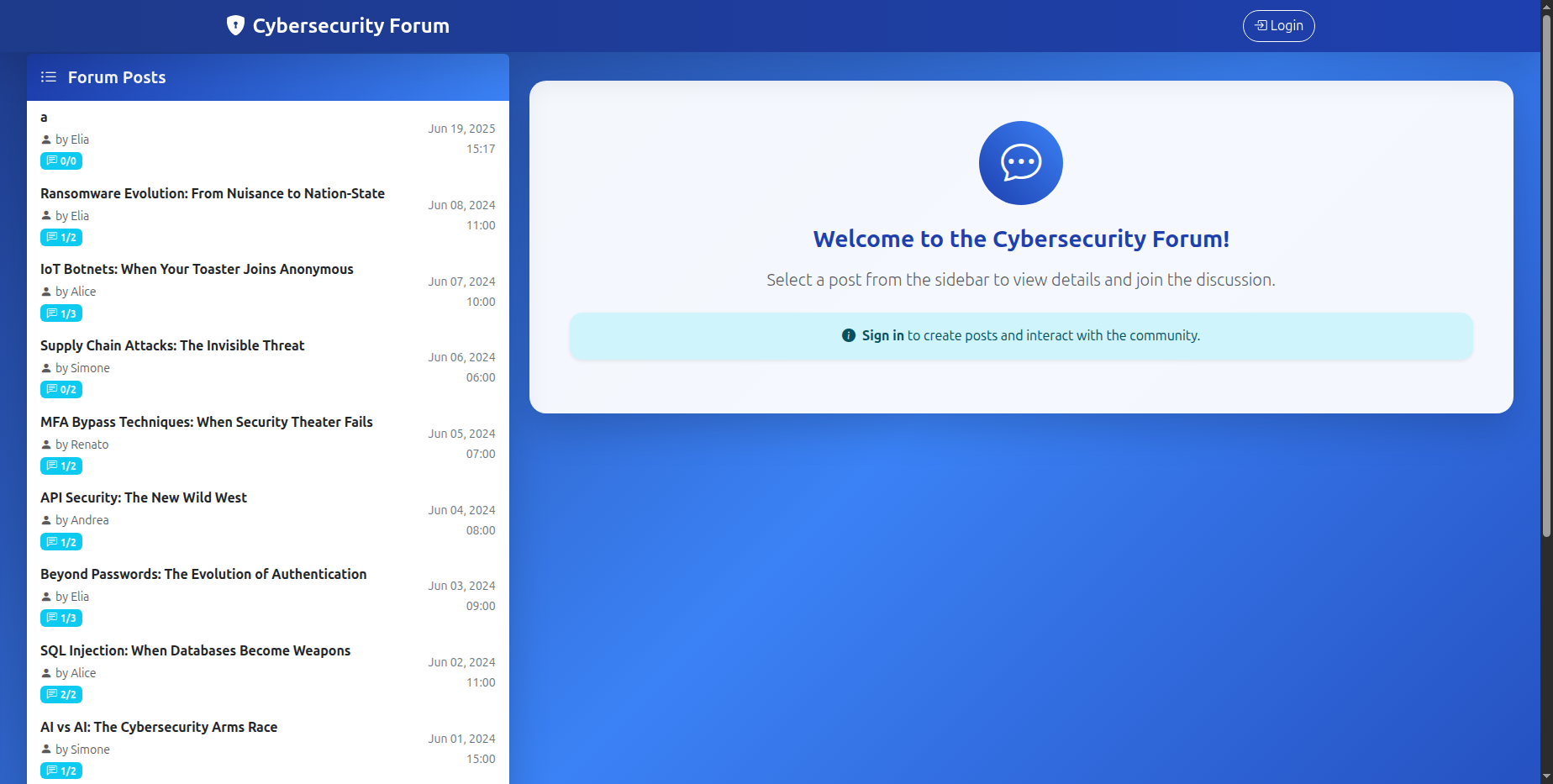 Unauthenticated User Main Page