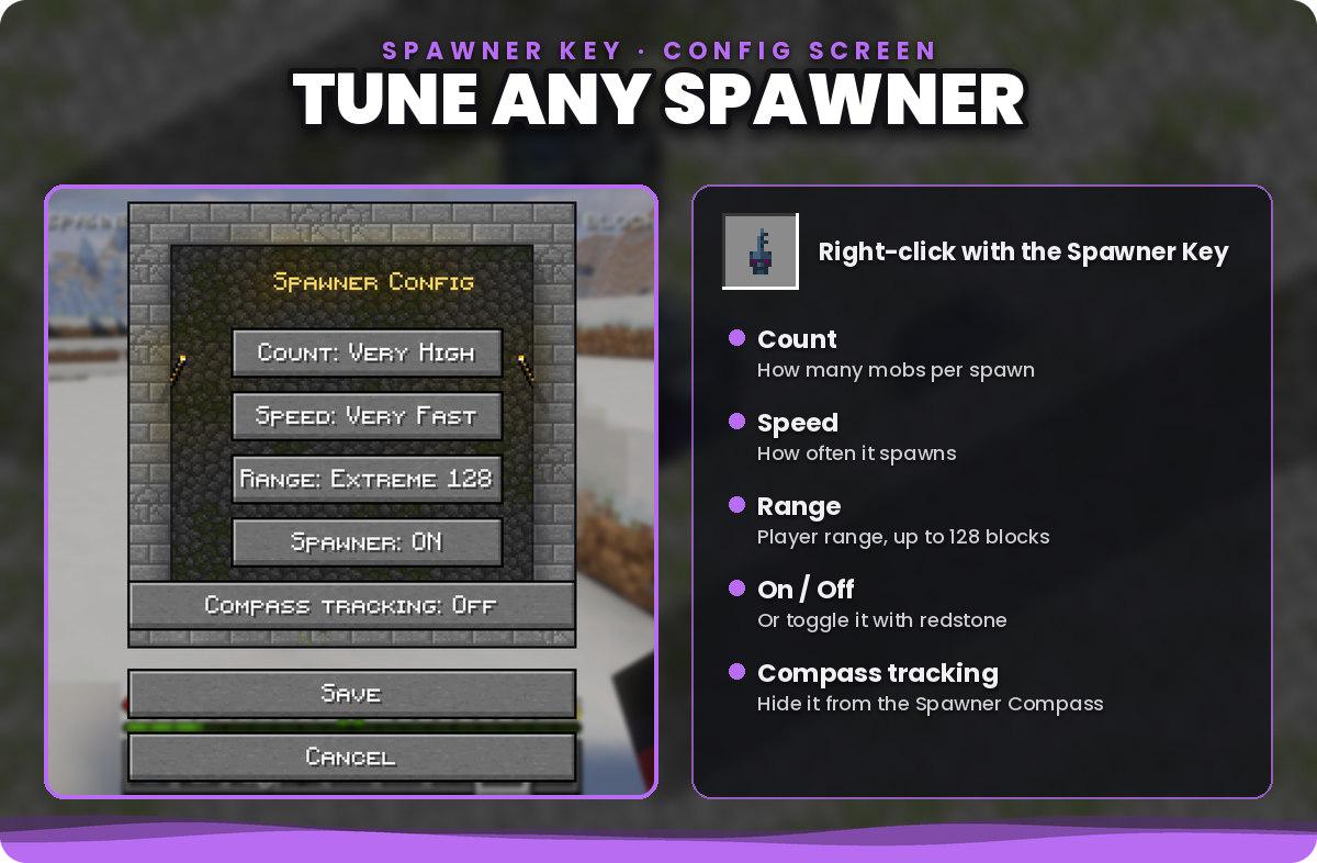 The Spawner Key config screen