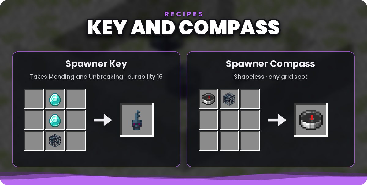 Recipes for the Spawner Key and the Spawner Compass