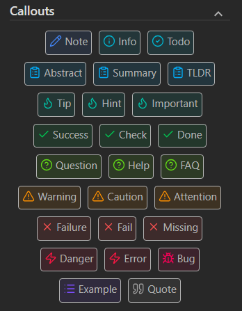 The Callouts section of the side panel