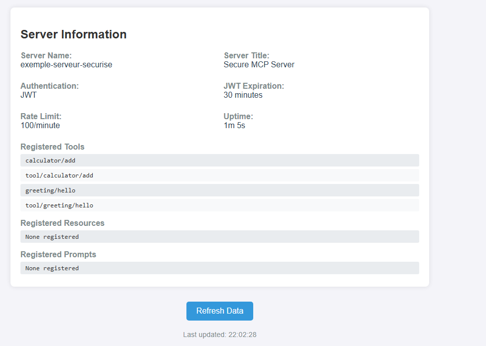 Dashboard Server Info
