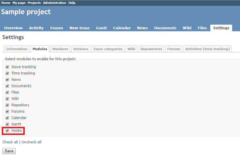 enable project hooks
