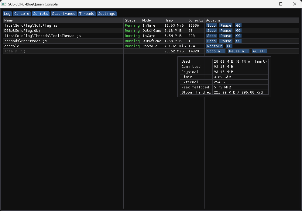 Scripts panel