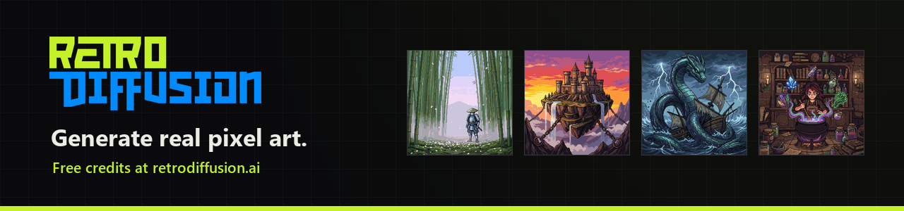 Retro Diffusion: generate real pixel art from the start