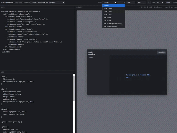 Switching the panel between 1920x1080, portrait and a phone size