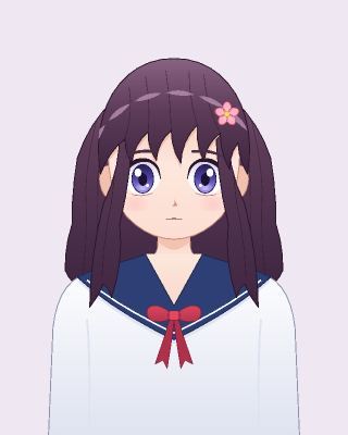 hana, a Live2D-style anime bust built only from vector parts, in its default pose
