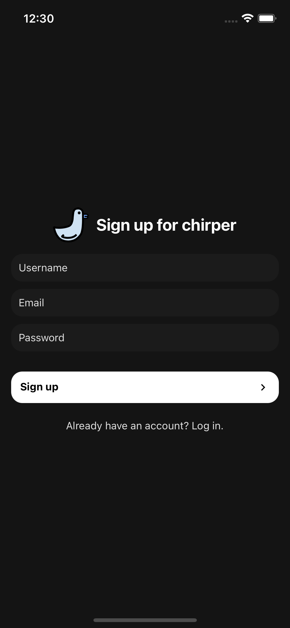 Signup Screen