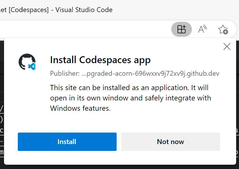 Codespaces browser app