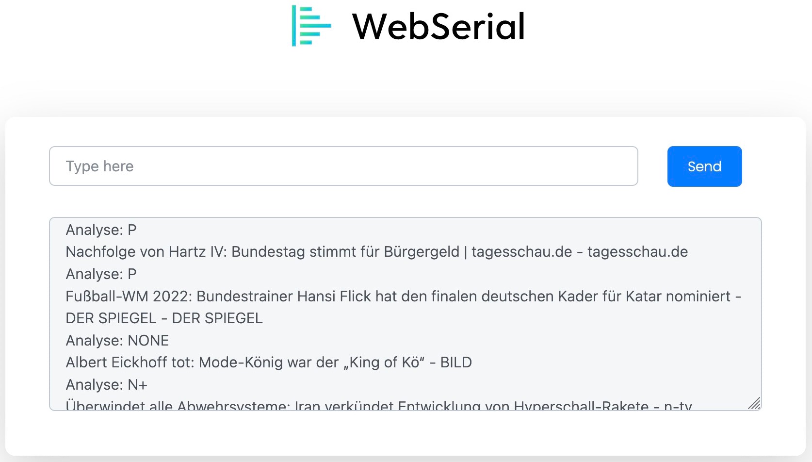 Ansicht WebSerial