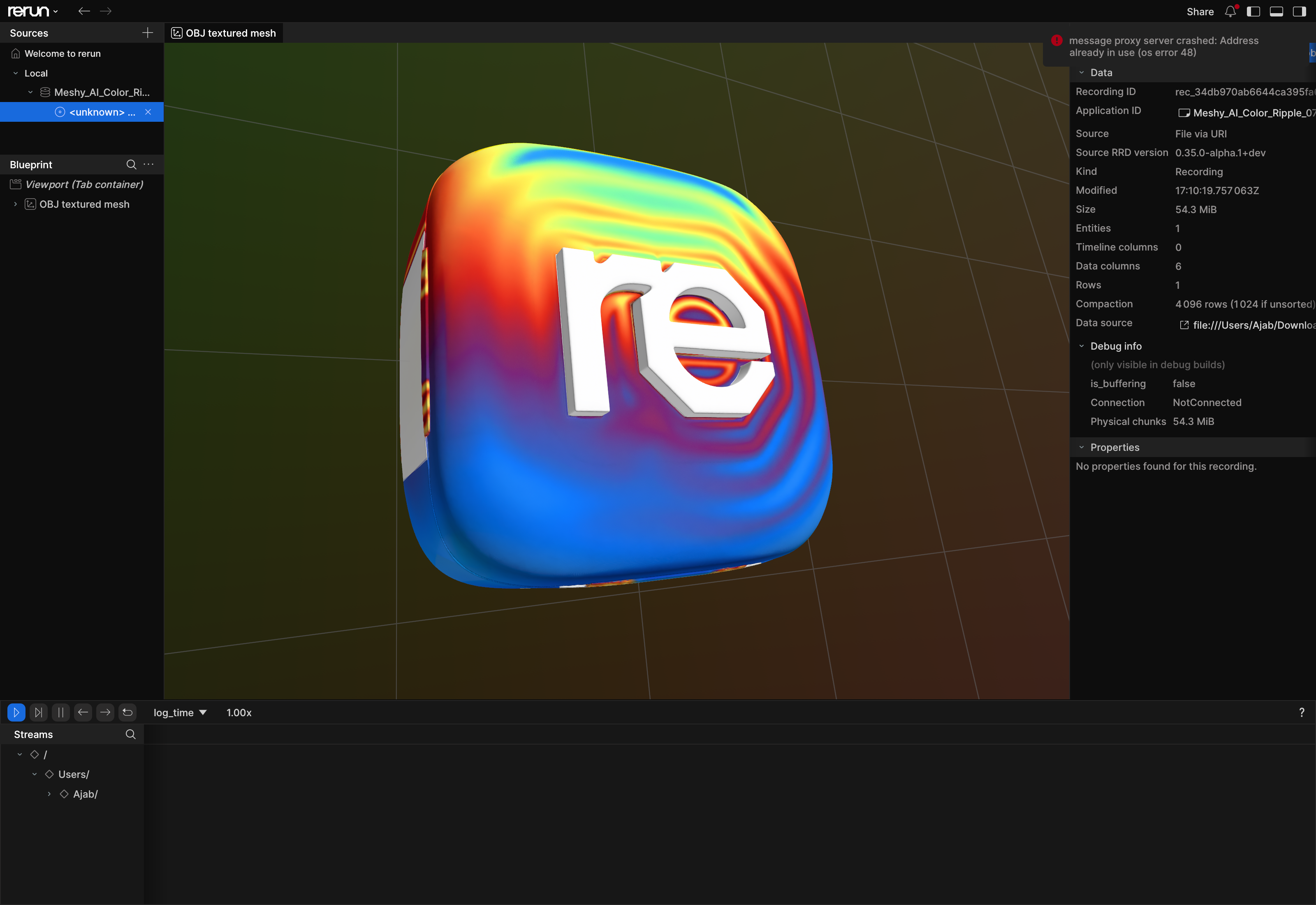 Imported textured OBJ in Rerun