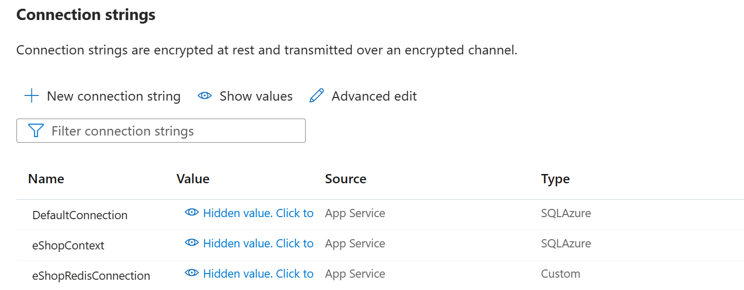 Configure Connection Strings for the Web App