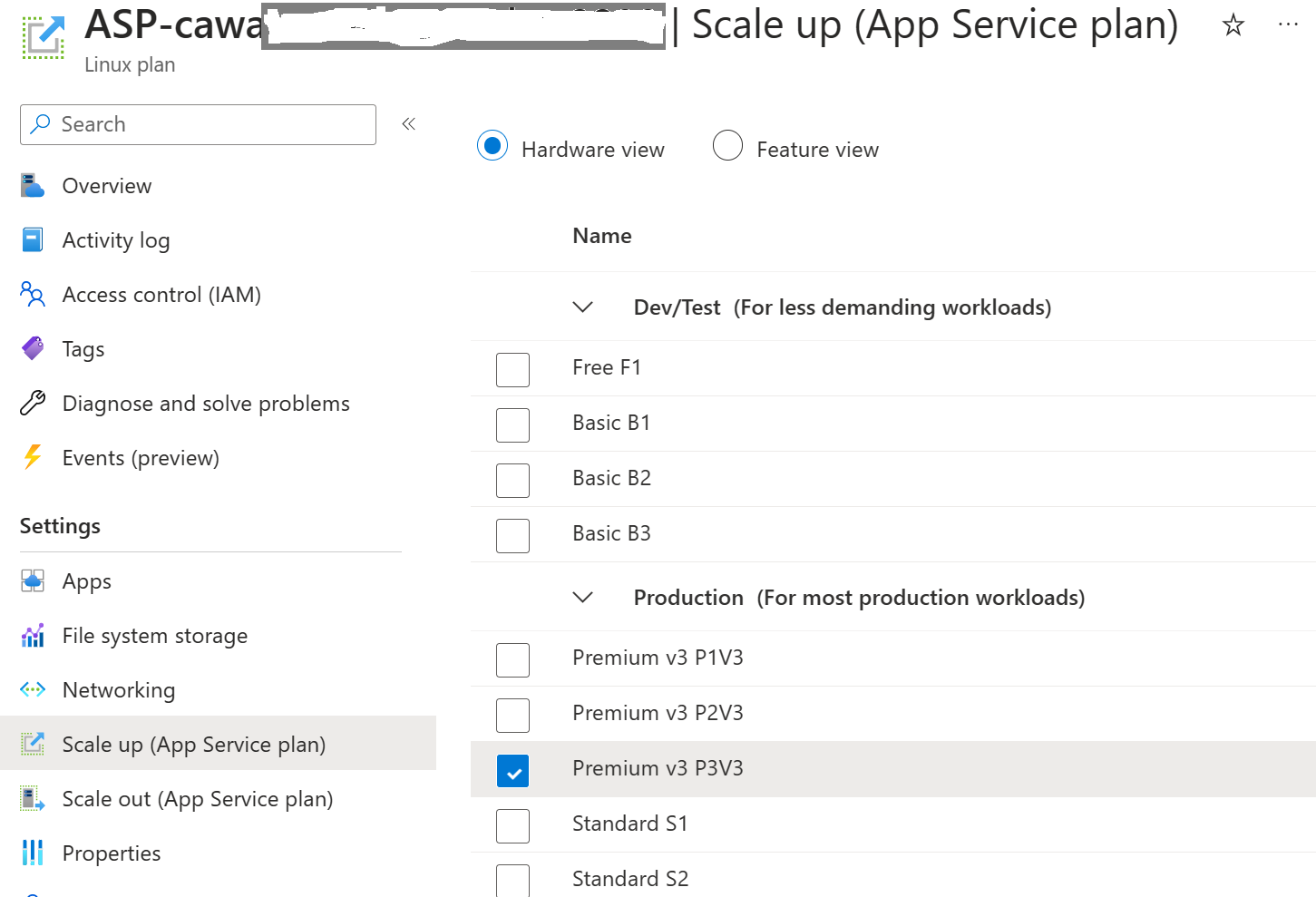 Scale up the App Service plan