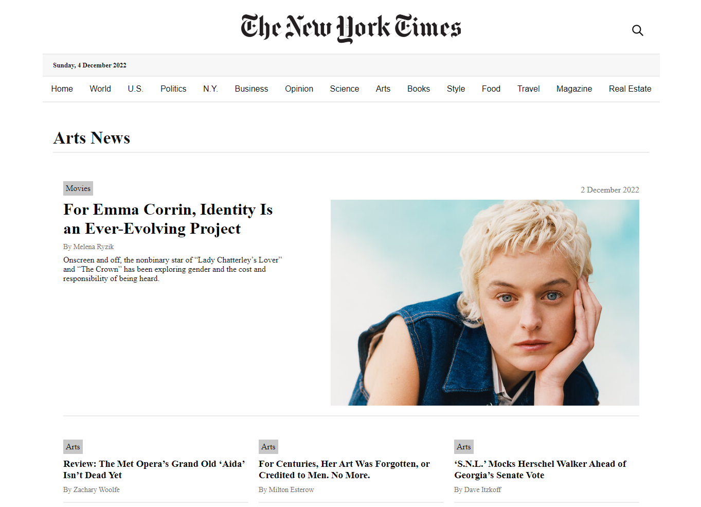 New York Times clone section preview