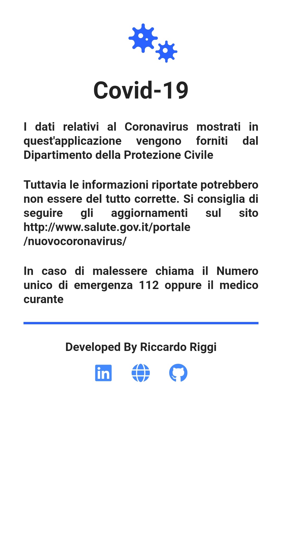 Schermata informazioni