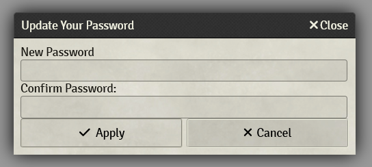 Update password dialog