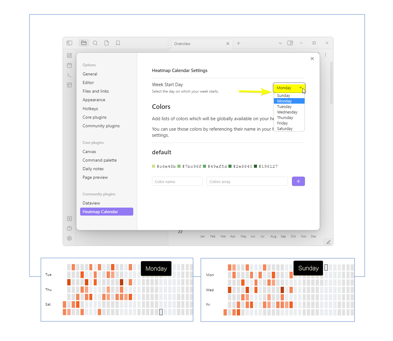 heatmap calendar custom colors example