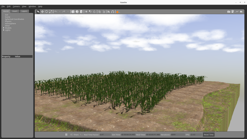 Screenshot of a generated map with maize plants