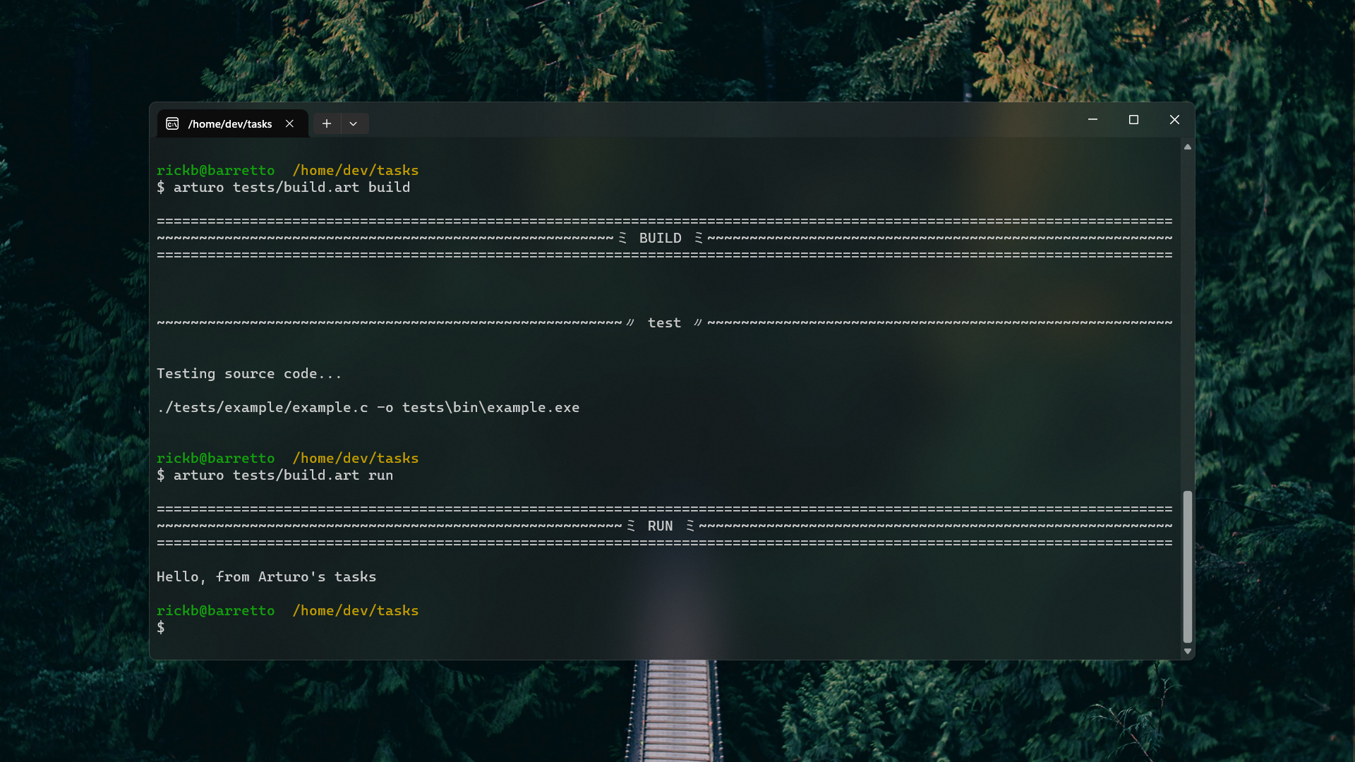 Running Tasks from terminal