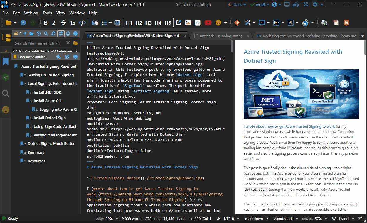 Preview Sync in Markdown Monster