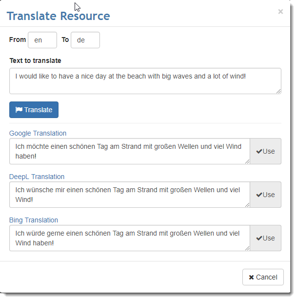 Web Resource Translator Dialog