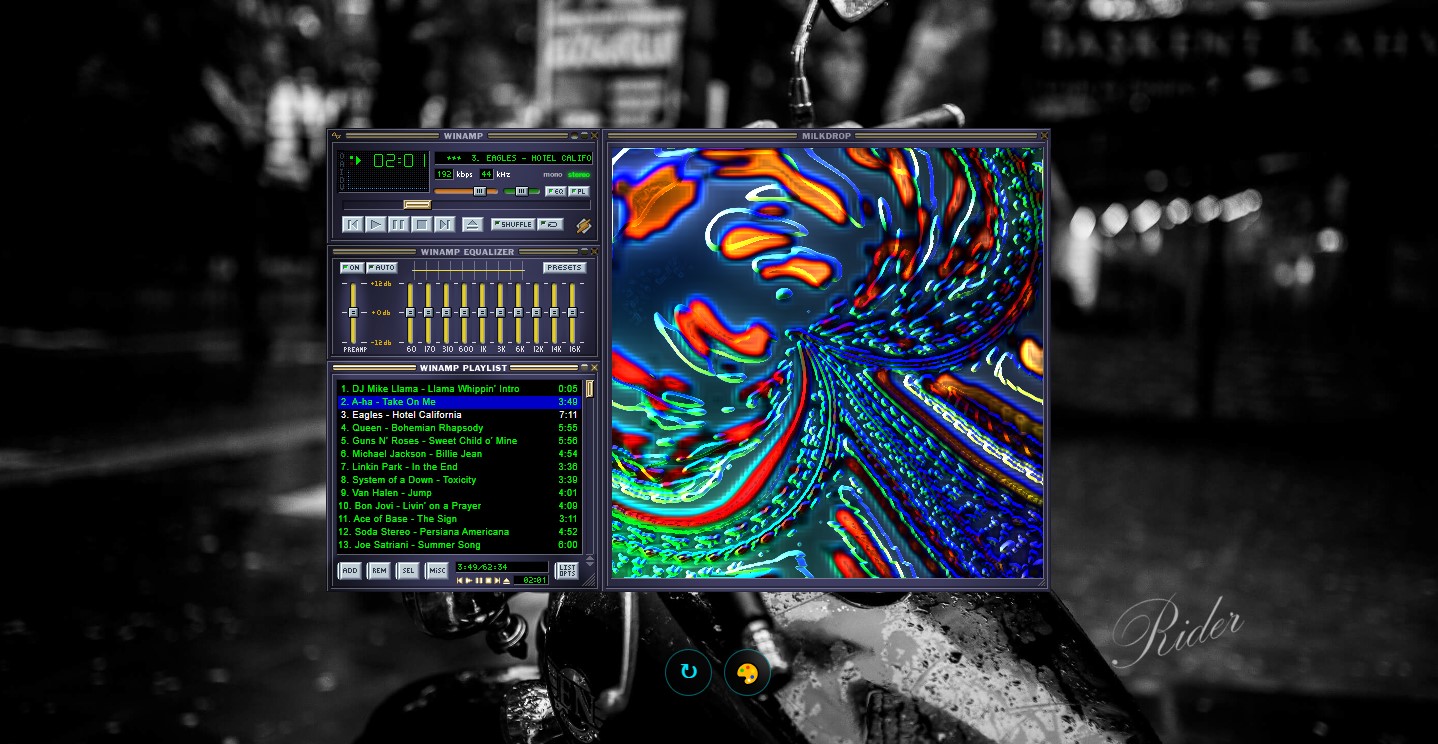 Interfaz de WebAmpMod - Reproductor web con estética Winamp