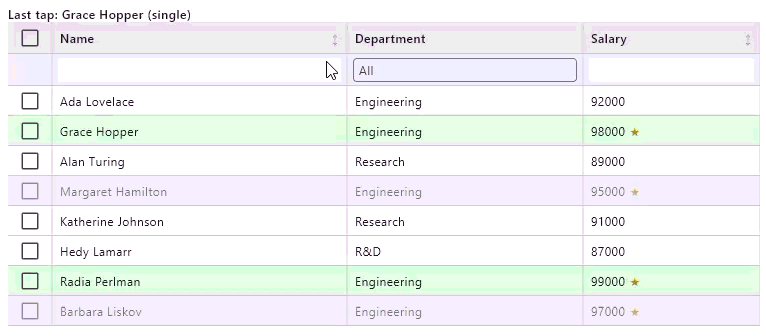 Column resizing