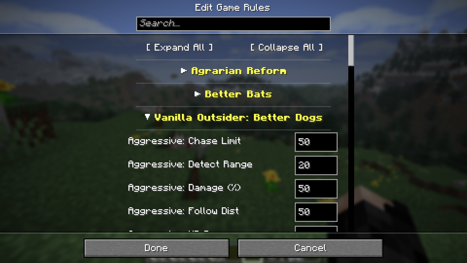 Native GameRule screen