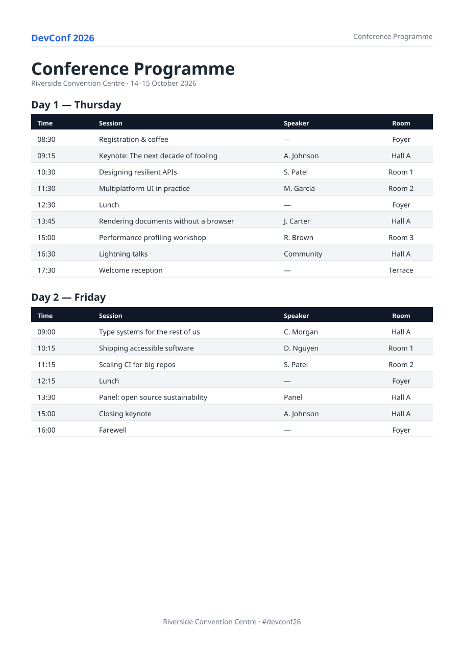 Event program example