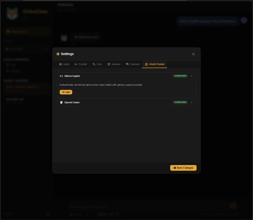 Settings — OAuth Providers