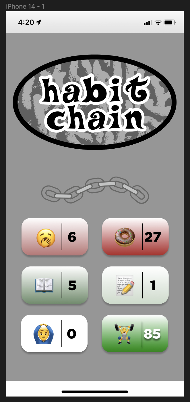 Habit Chain's App Mockup