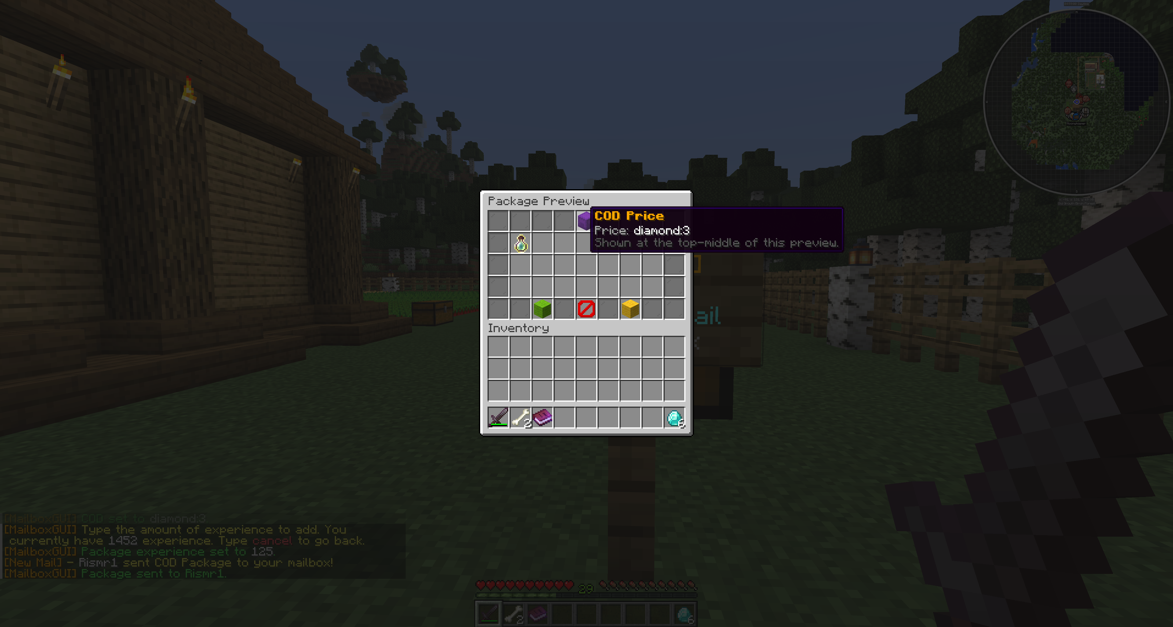 COD Package Preview GUI showing item-currency requirements